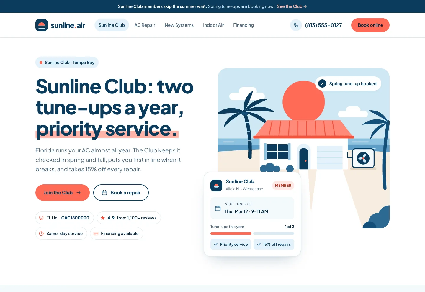 Sunline Air homepage concept, desktop
