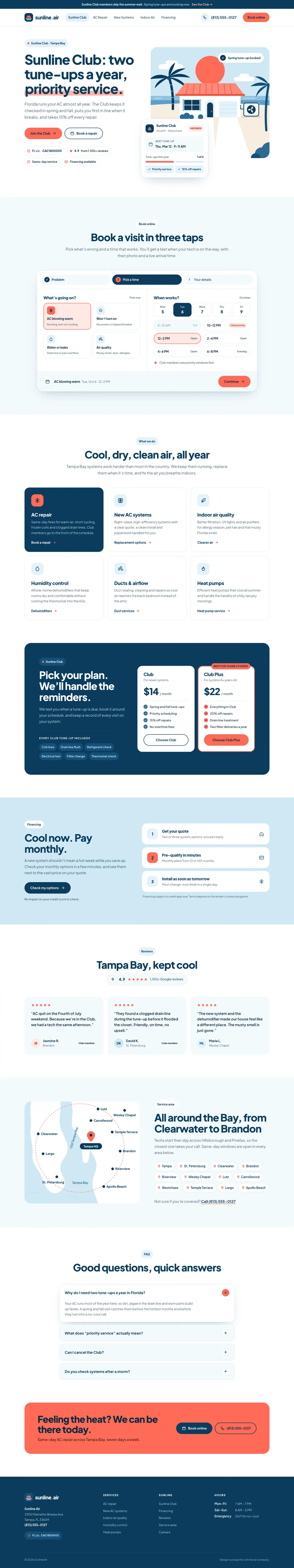 Sunline Air full homepage concept, desktop